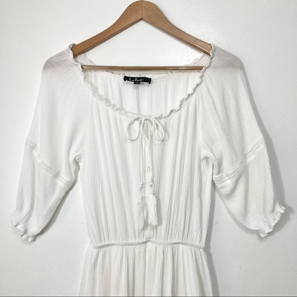 Lulus Boho Tassel Tie Front Peasant Blouse Size XS - Picture 2 of 16